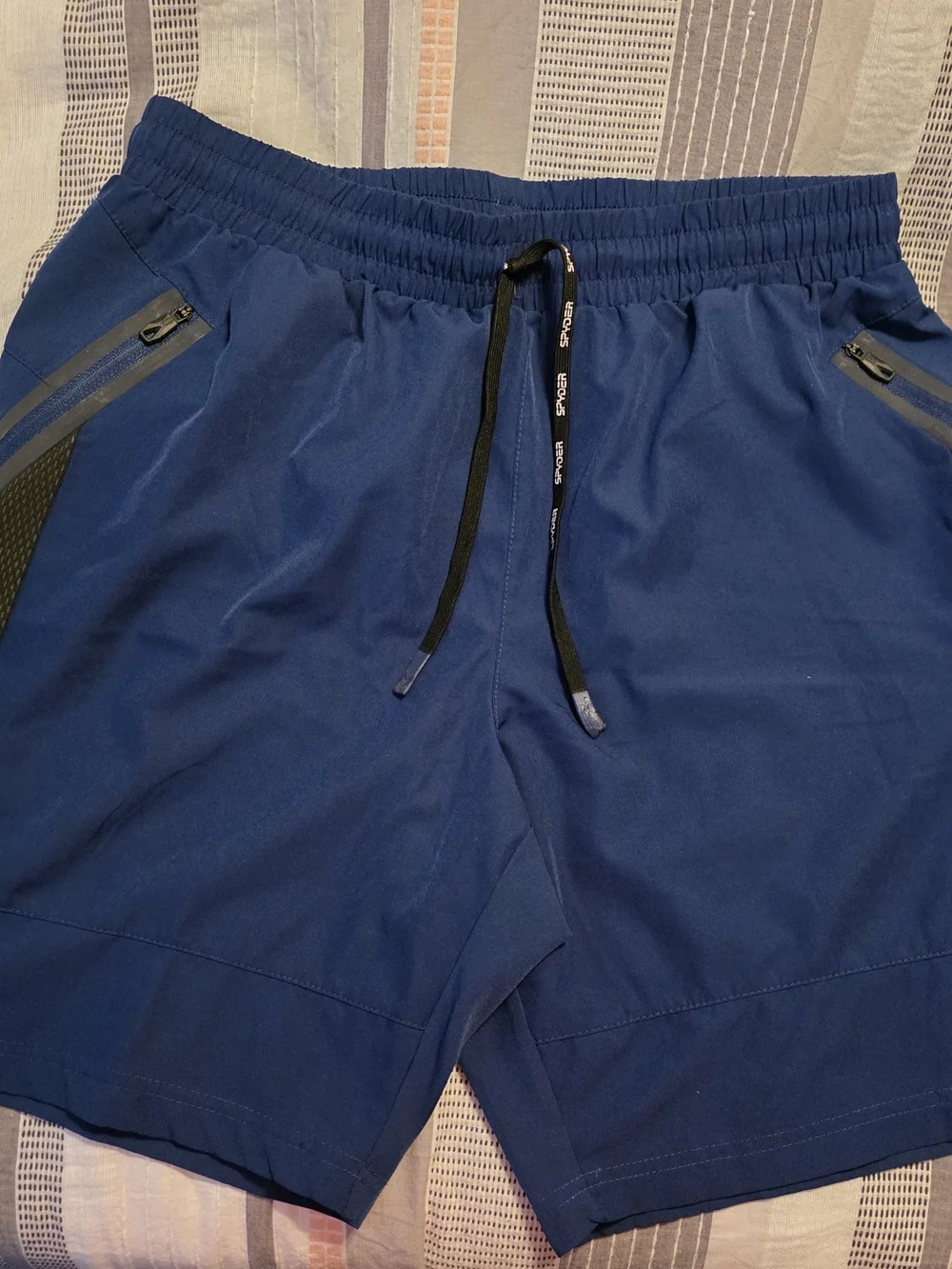 SPYDER ACTIVE Men's Navy/Black Athletic Drawstring Shorts Medium EUC